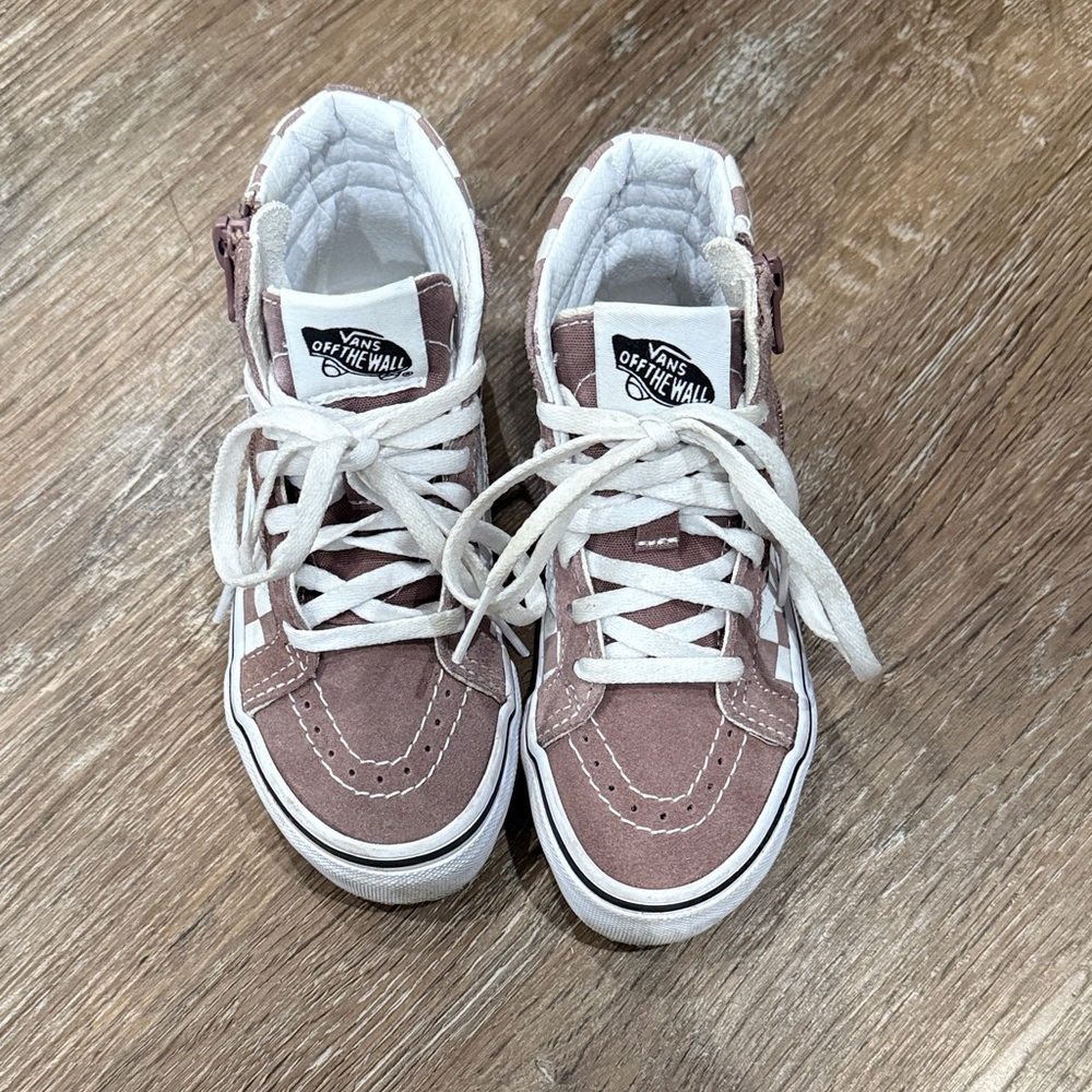 Vans Kids High-Top Sneakers - Mauve and White